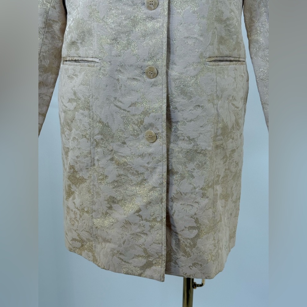 Chico’s Belle Amour Odette Metallic Gold Jacquard Blazer Jacket NWT Sz 1 = M - Picture 4 of 11